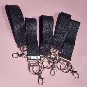 Black Leather Keychain Wristlets